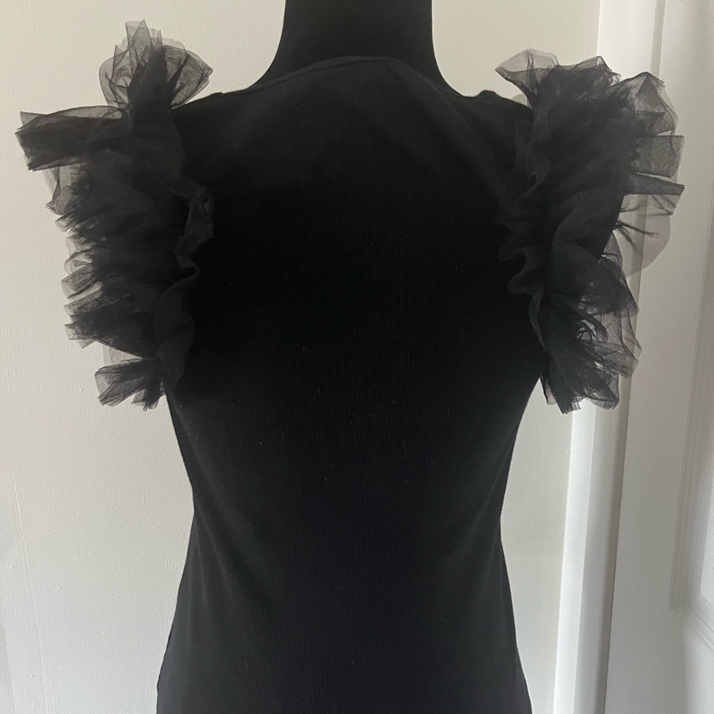 Black Knit Ruffle Tank - Picture 3 of 4
